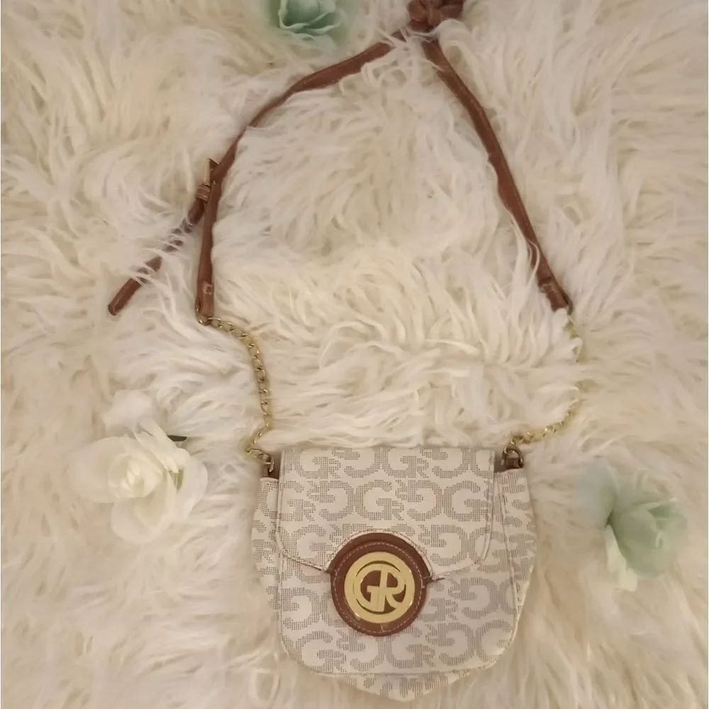 🆕👜Small Crossbody Bag - White with Brown Letters